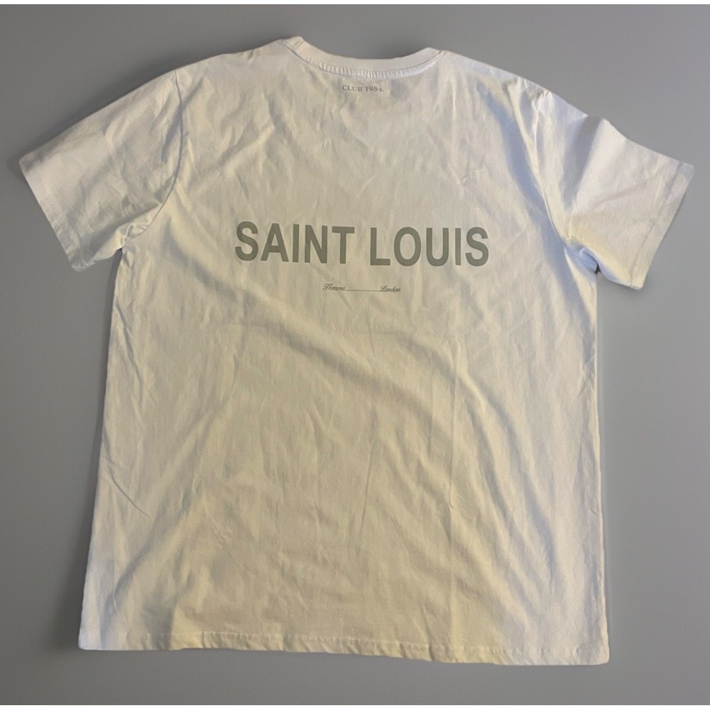 Club 1984 ILE St. Louis Short Sleeve Graphic Print T-Shirt White Gray US XL JBHS